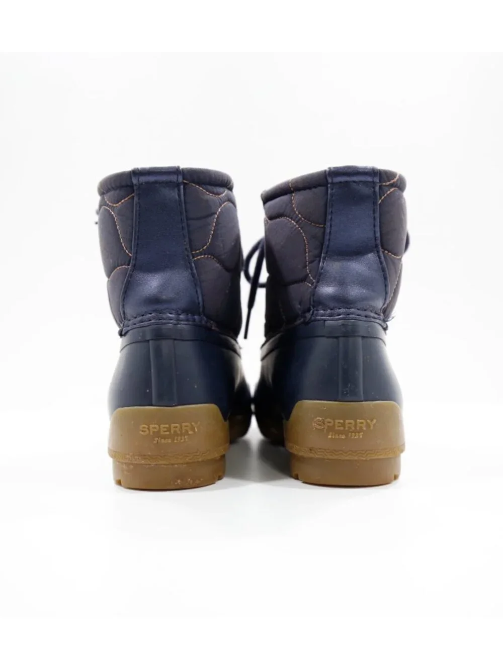 Sperry Port Blue Quilted Nylon & Rubber Waterproof Rain Boots - Girls' 3